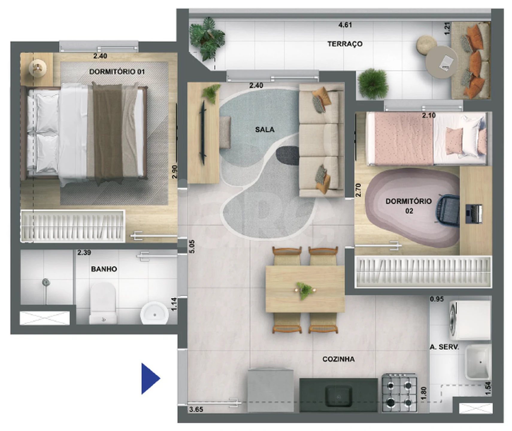 Planta — Apartamento 46 m²