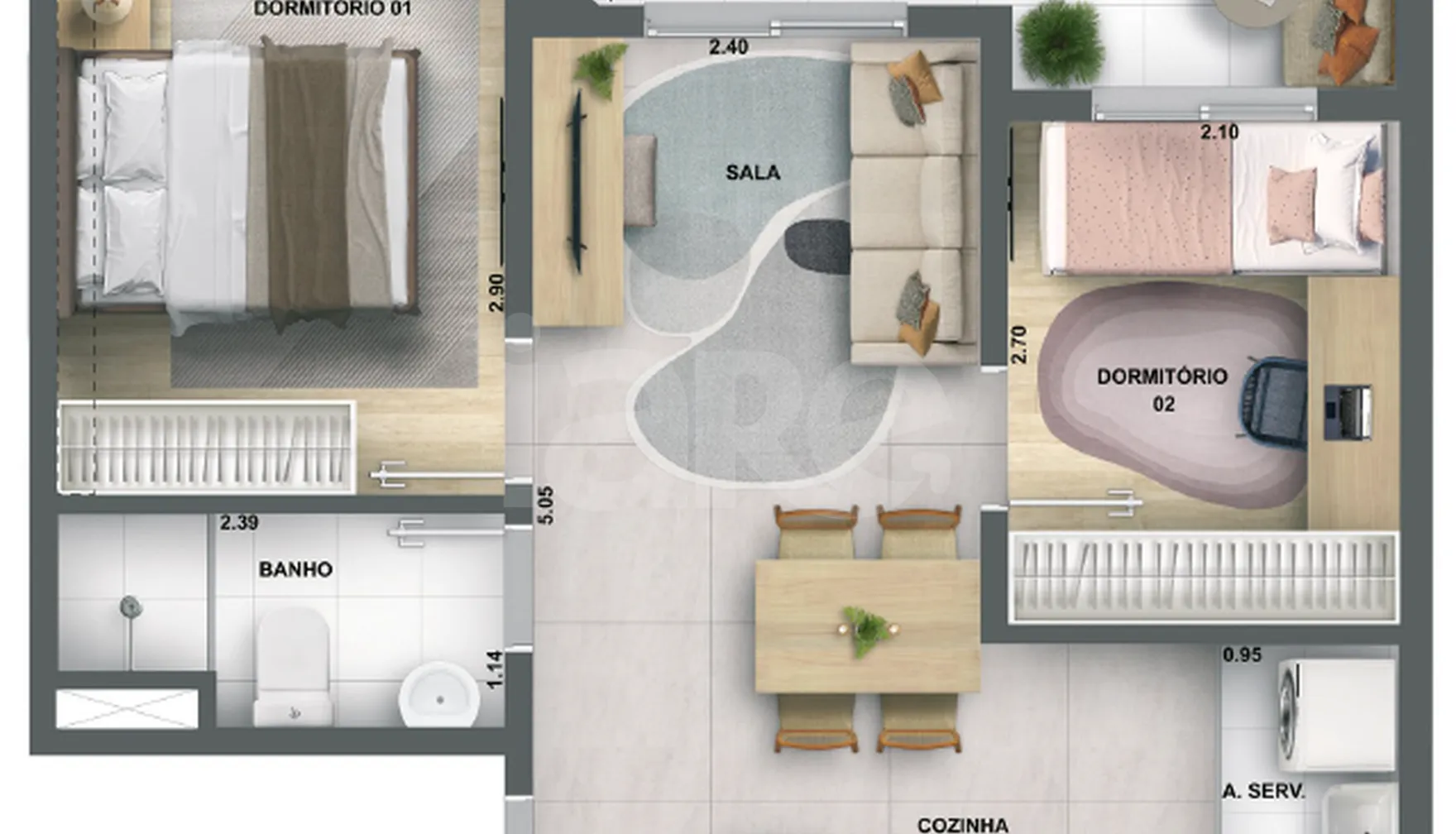 Planta — Apartamento 46 m²