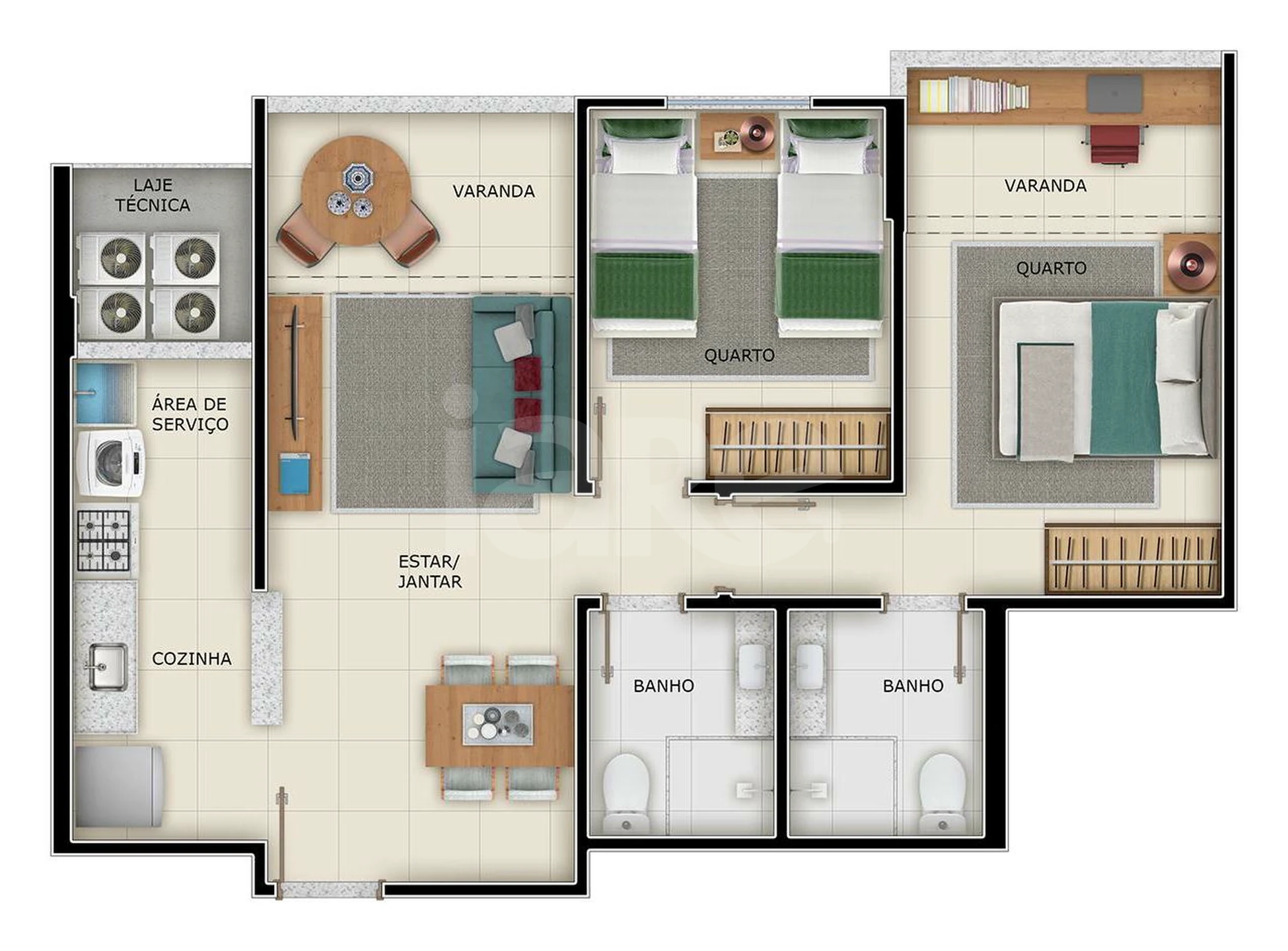 Planta — Apartamento 58,33 m²