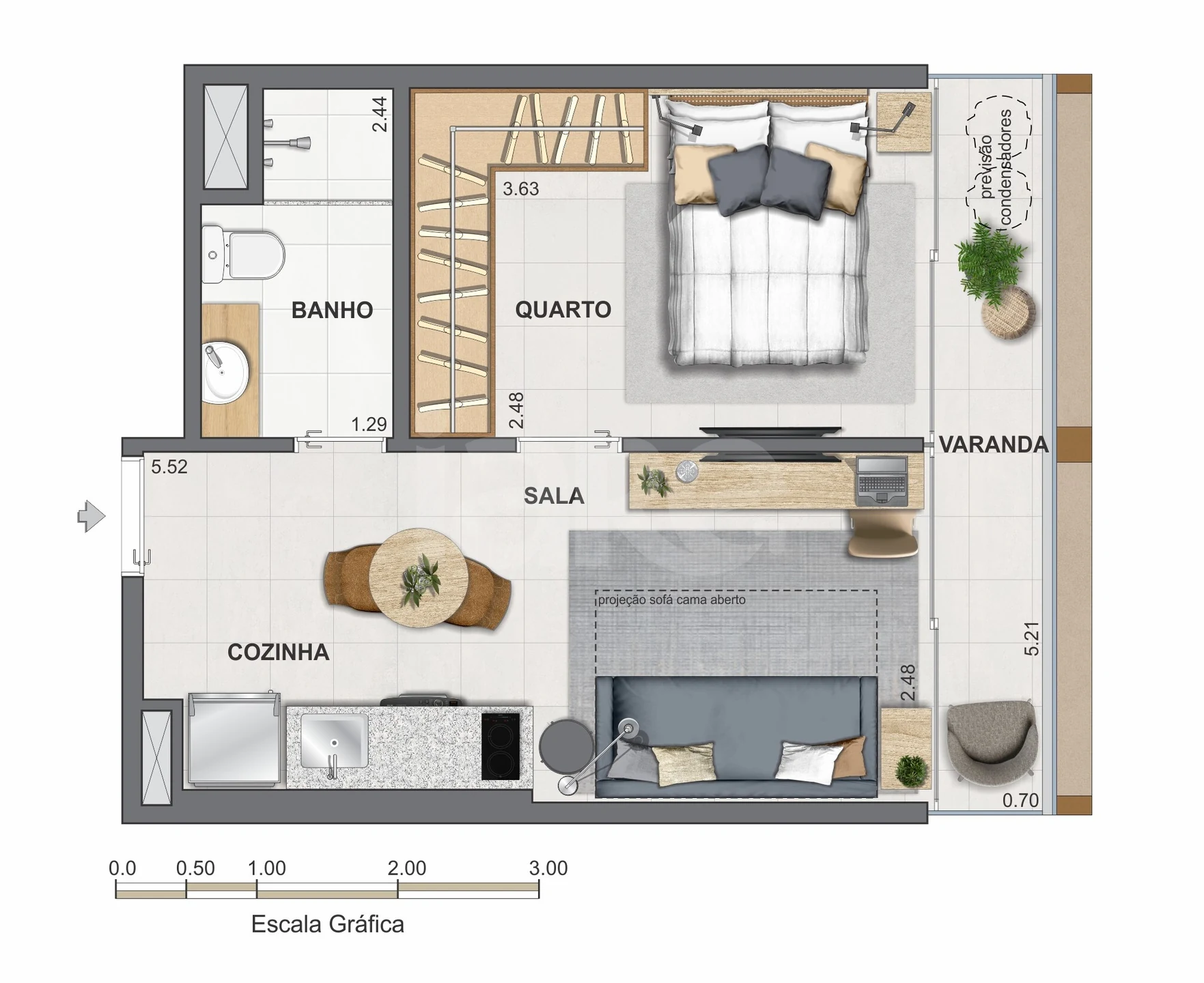 Planta — Apartamento 33,61 m²