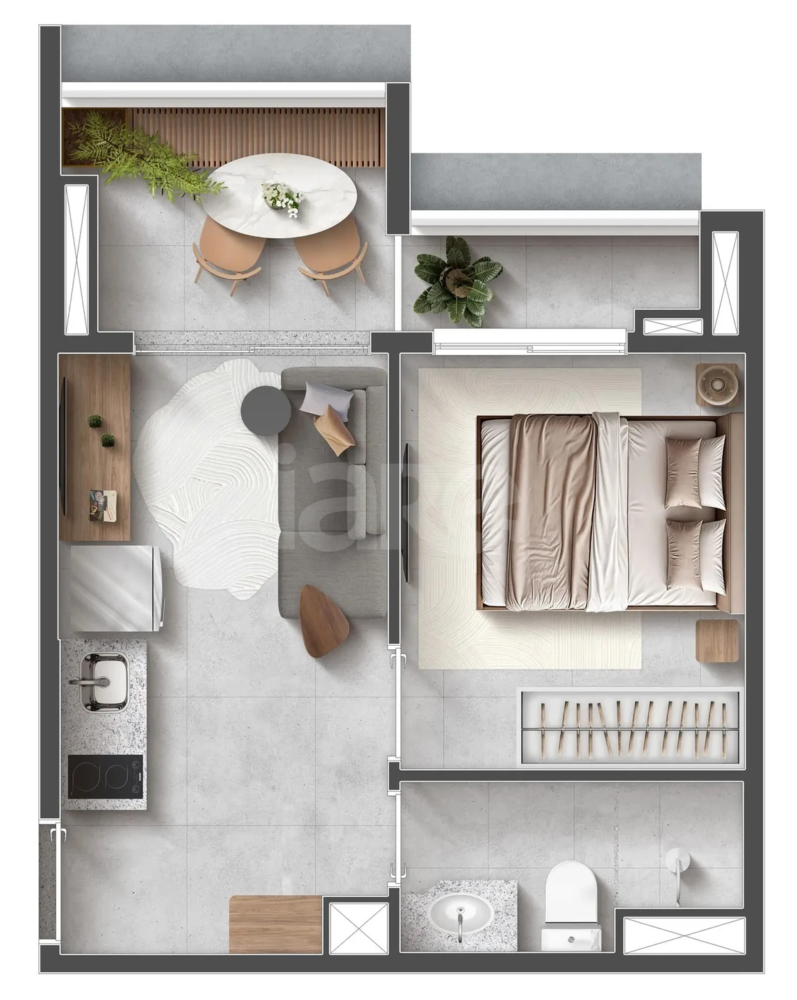 Planta — Studio 28,31 m²
