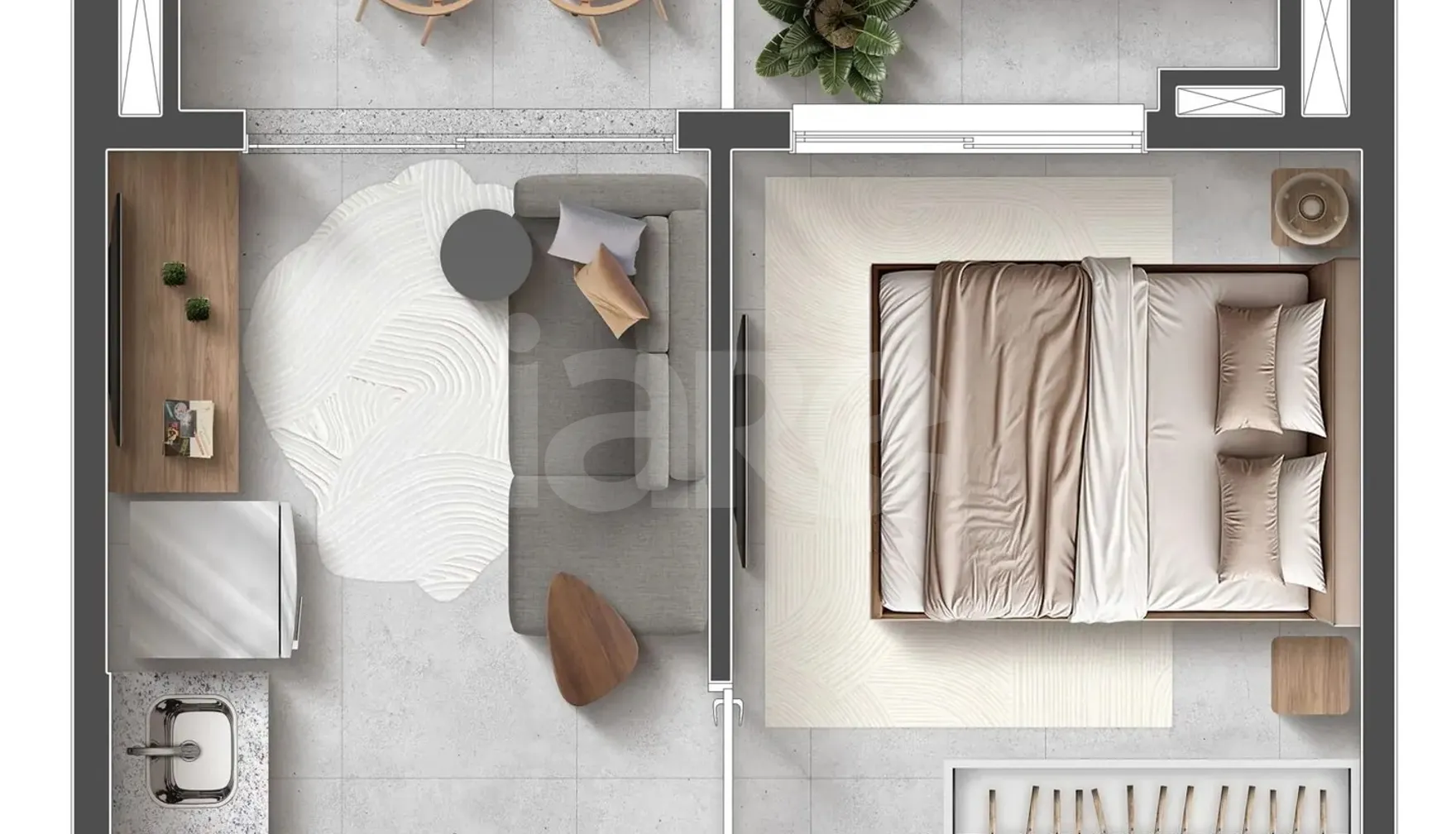 Planta — Studio 28,31 m²