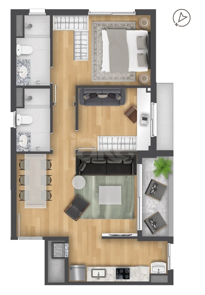 Planta — Apartamento 65,82 m²