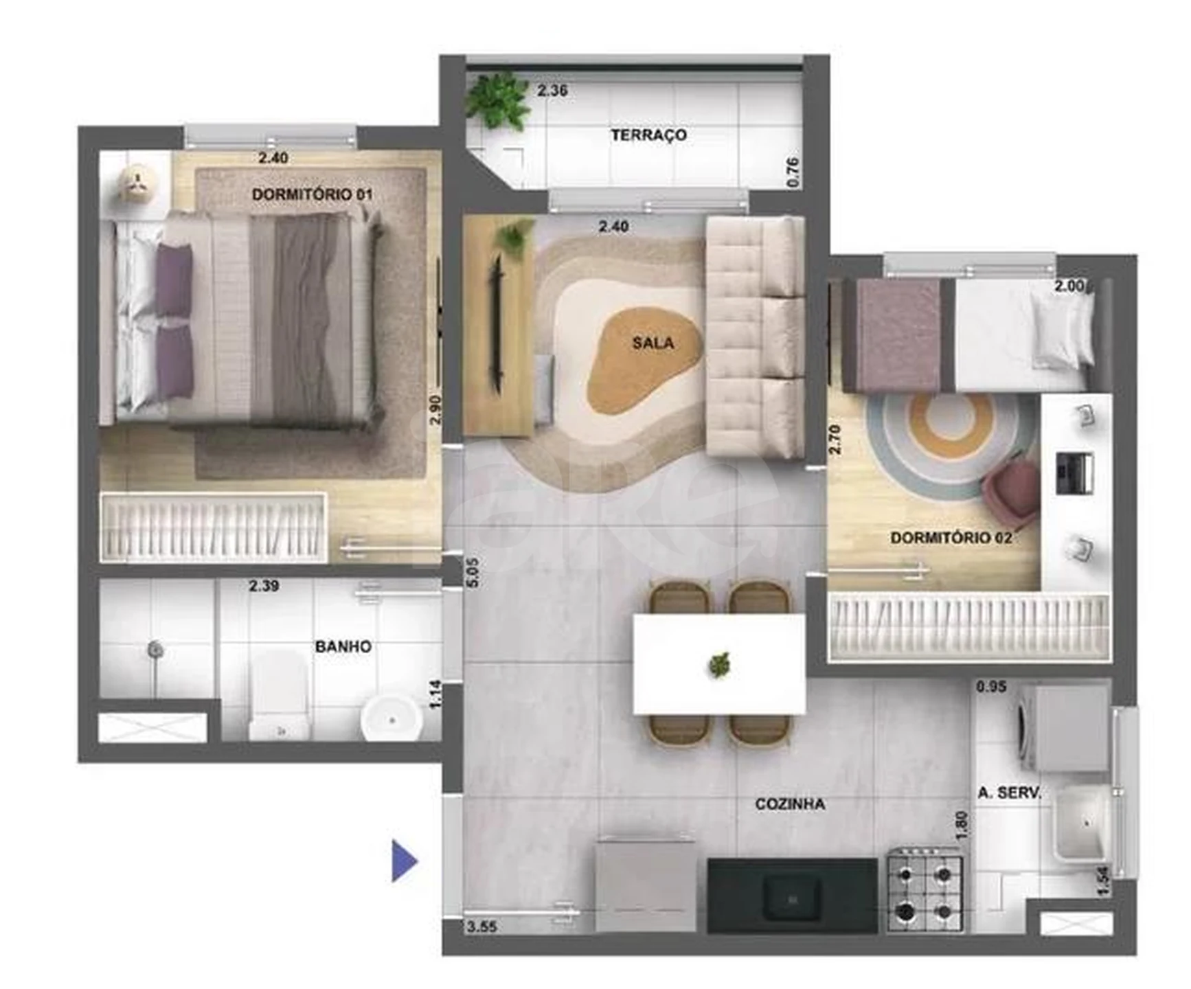 Planta — Apartamento 38 m²