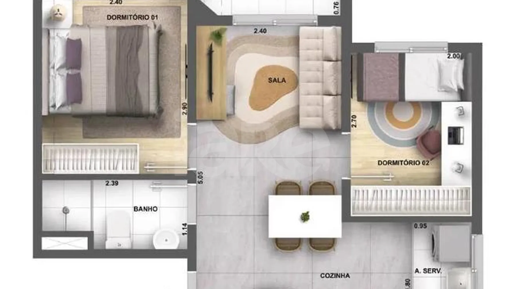 Planta — Apartamento 38 m²