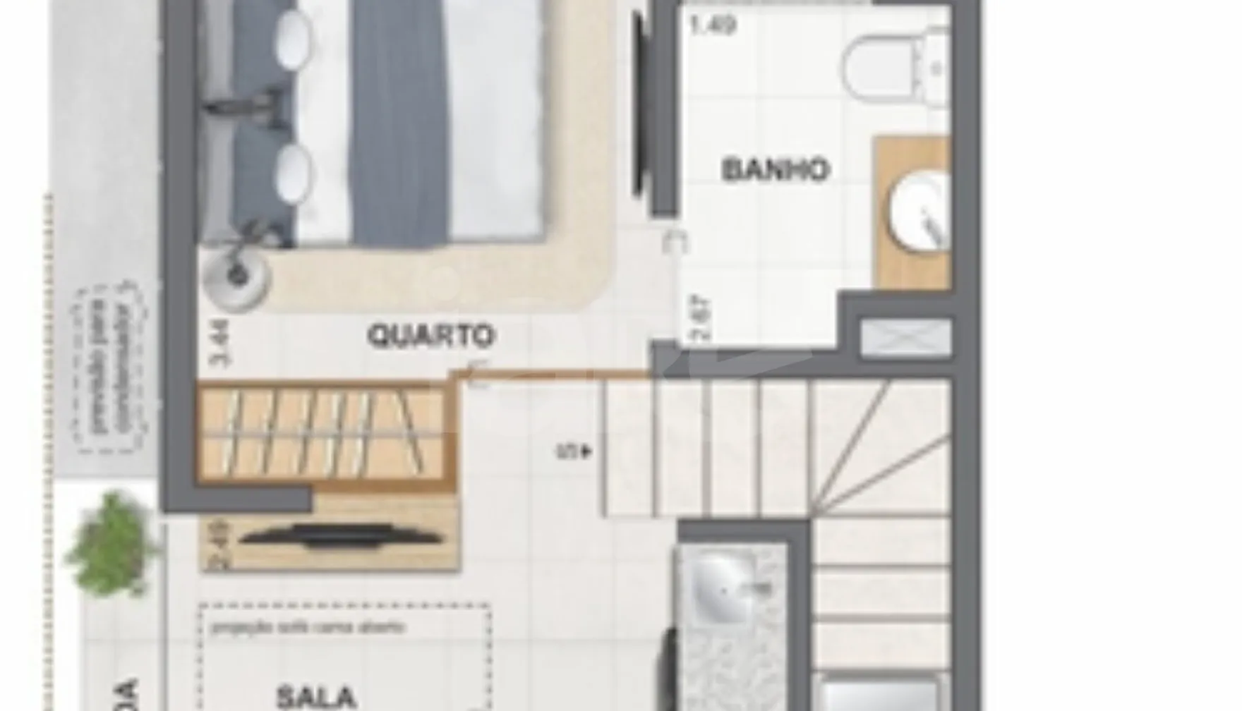 Planta — Cobertura Duplex 70,27 m²