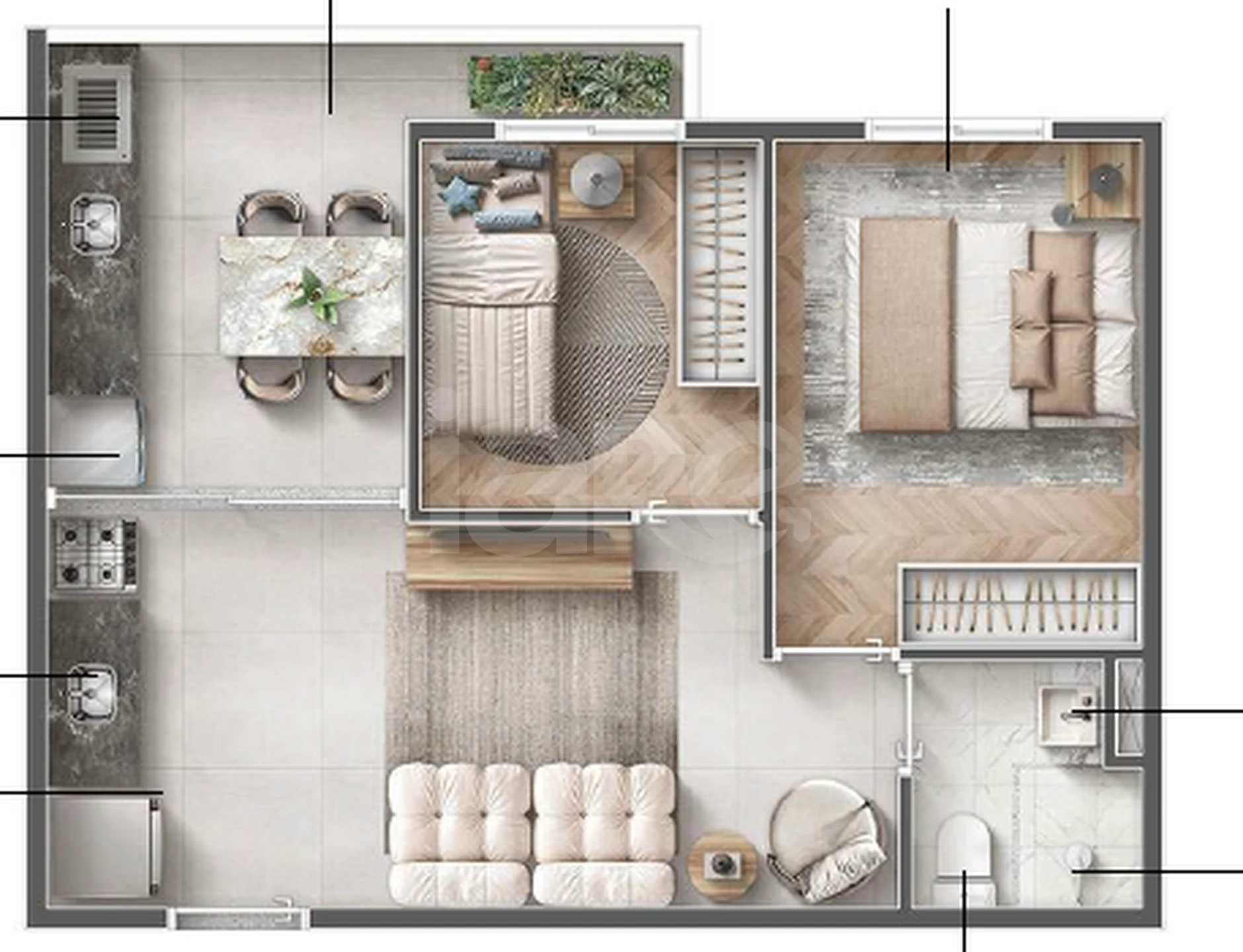 Planta — Apartamento 41,68 m²