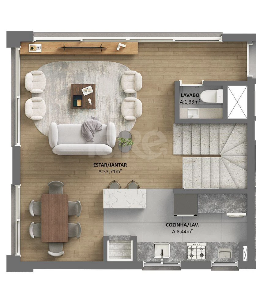 Planta — Cobertura Duplex 103,51 m² · 1º pavimento