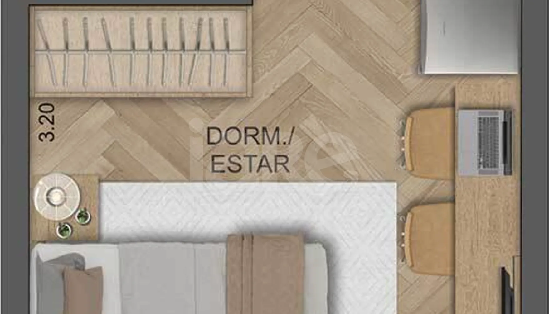 Planta — Studio 24,46 m²