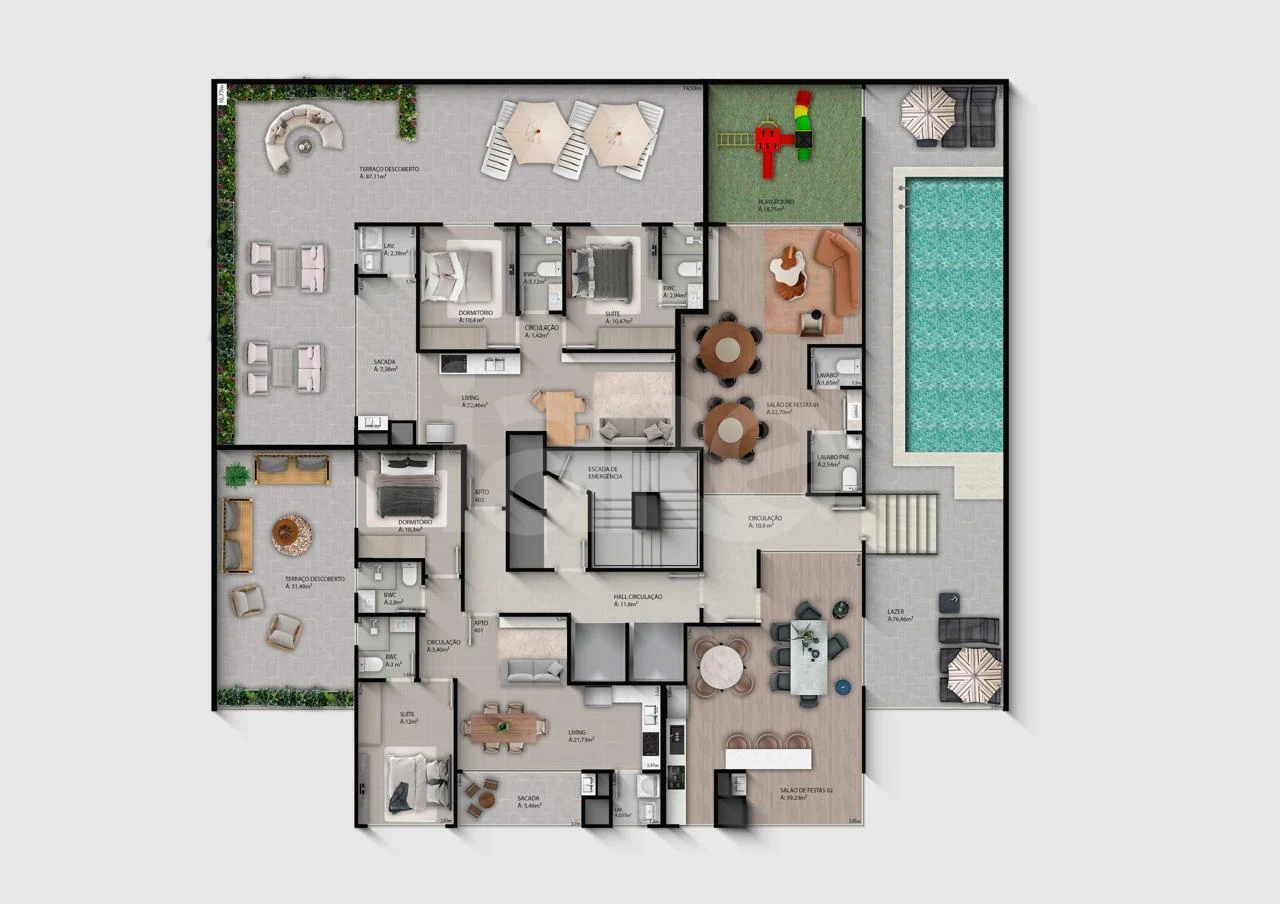 Planta — Pavimento lazer 1