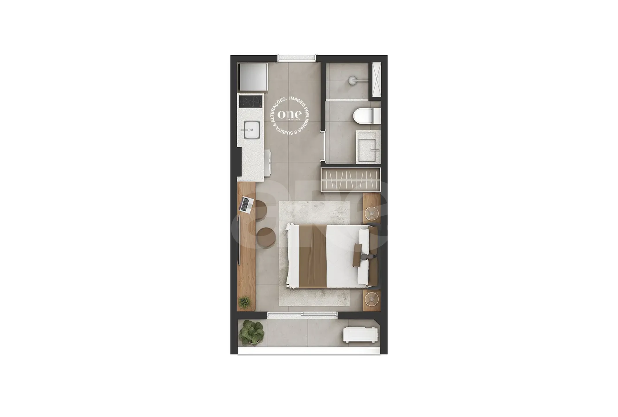 Planta — Studio 22,12 m²