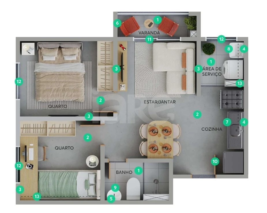 Planta — Apartamento 38,05 m²