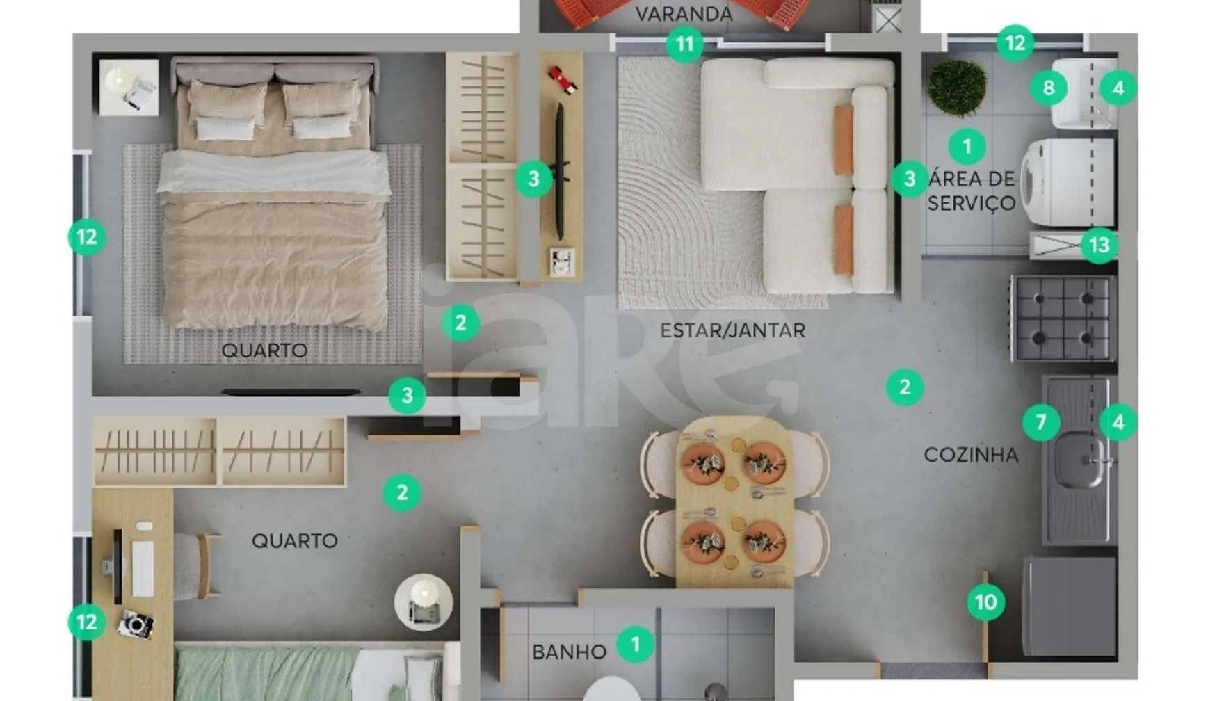 Planta — Apartamento 38,05 m²