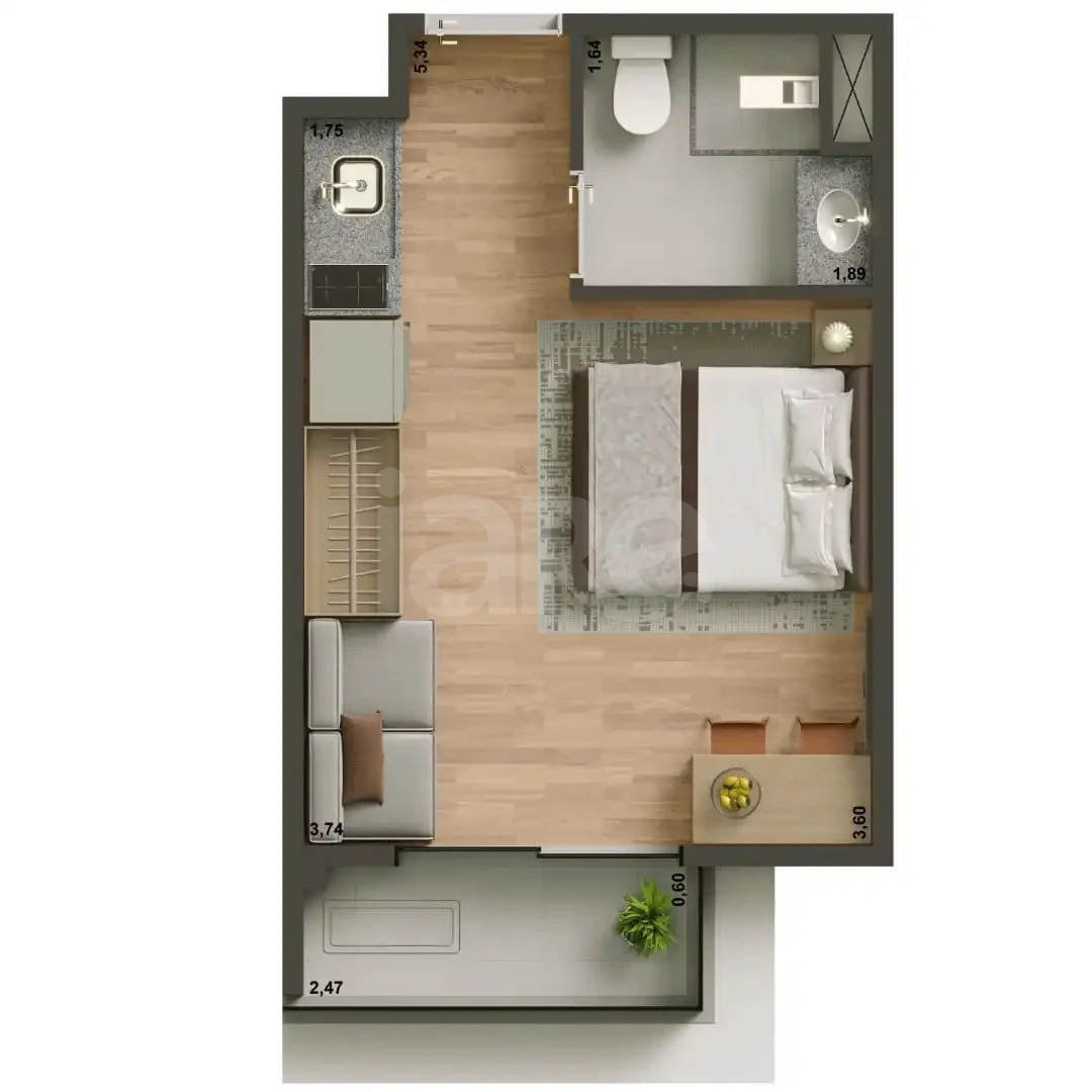 Planta — Studio 24 m²
