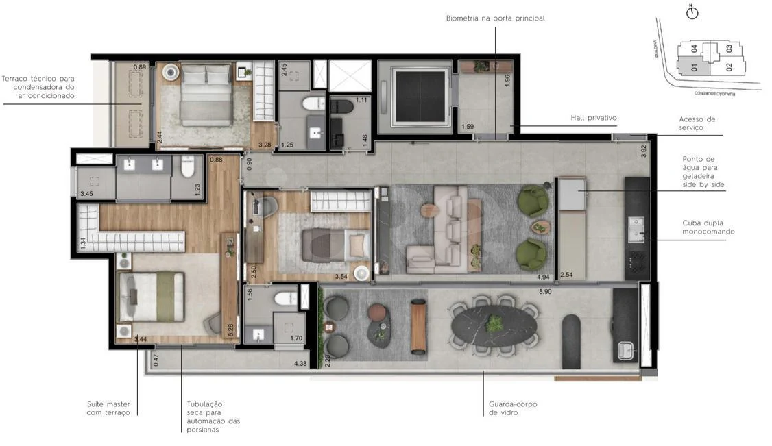 Planta — Apartamento 129,02 m²