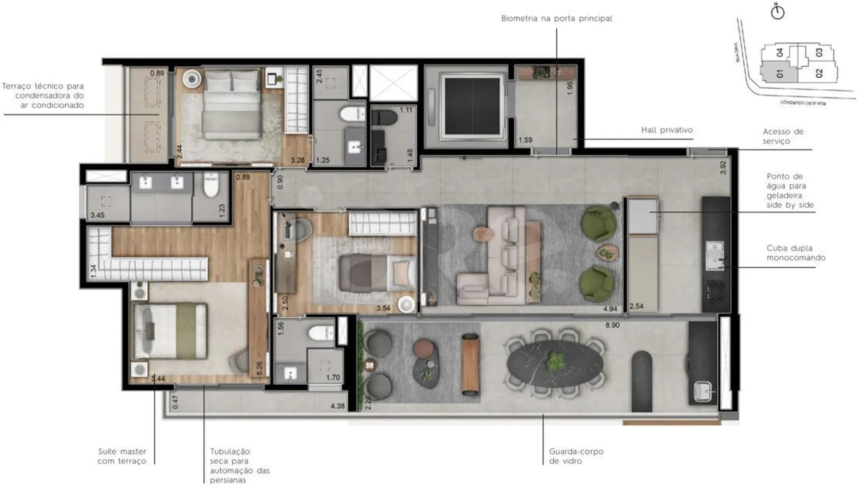 Planta — Apartamento 129,02 m²