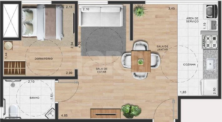 Planta — Apartamento 42,45 m²