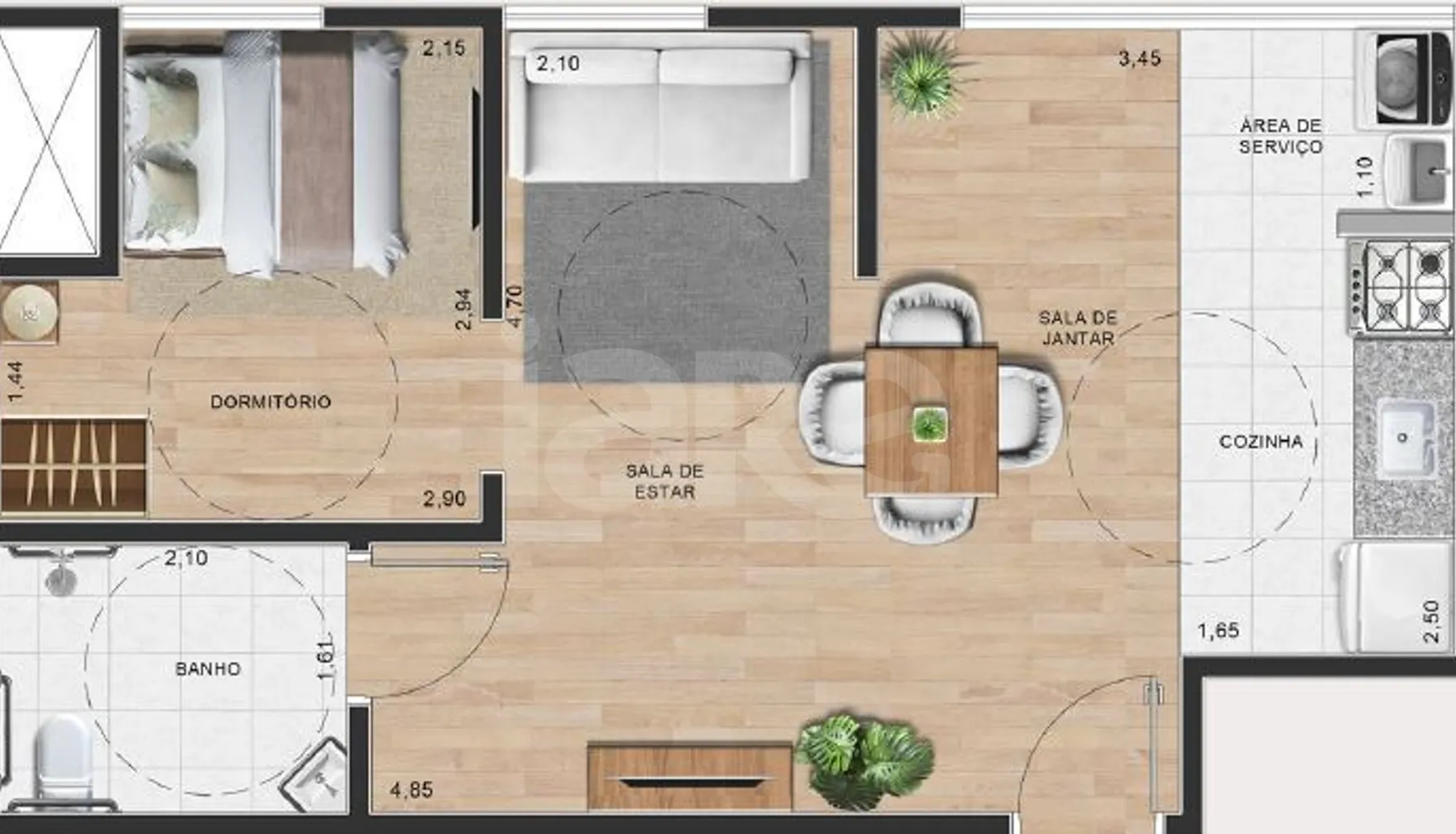 Planta — Apartamento 42,45 m²