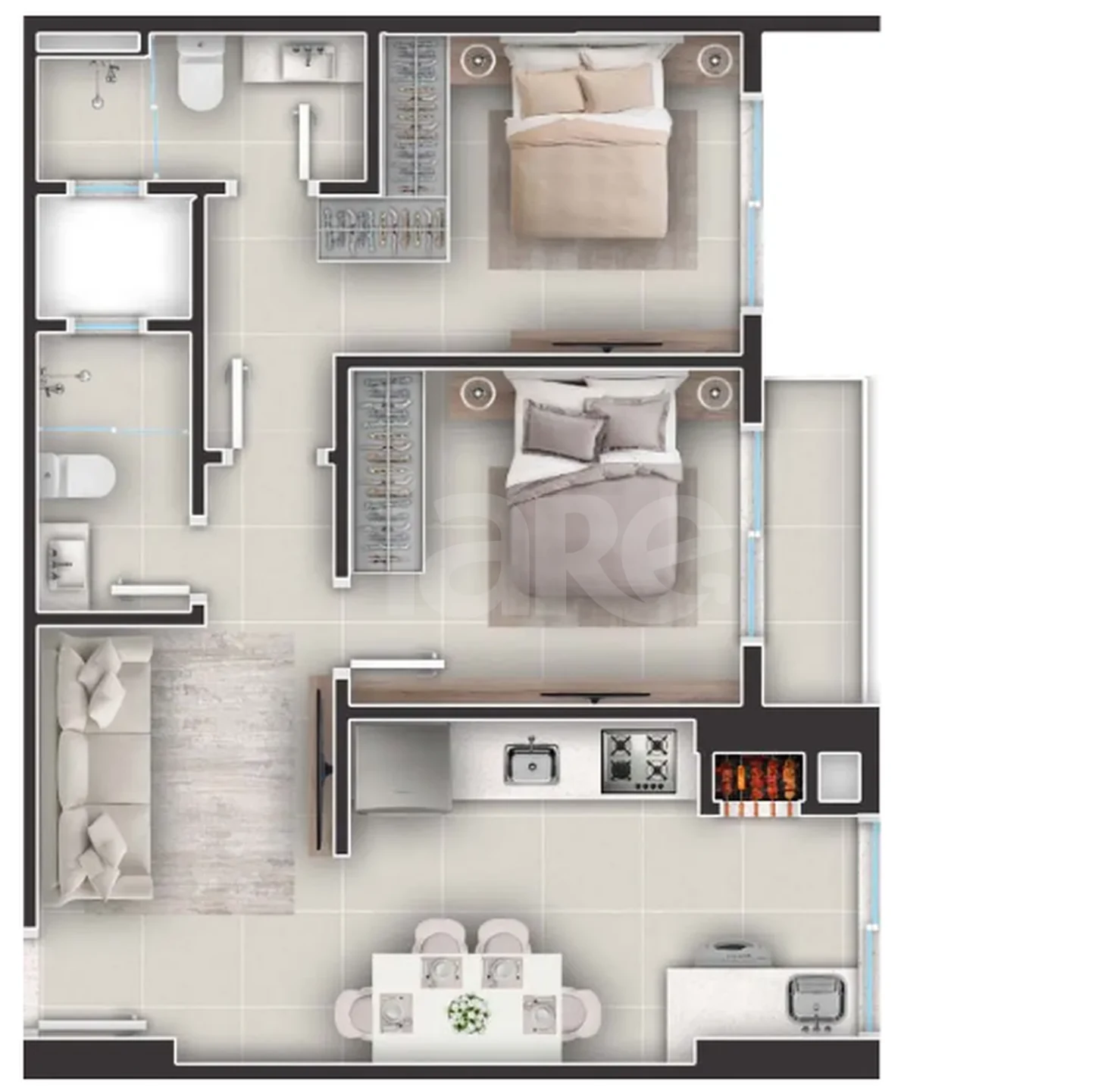 Planta — Apartamento 56,46 m²
