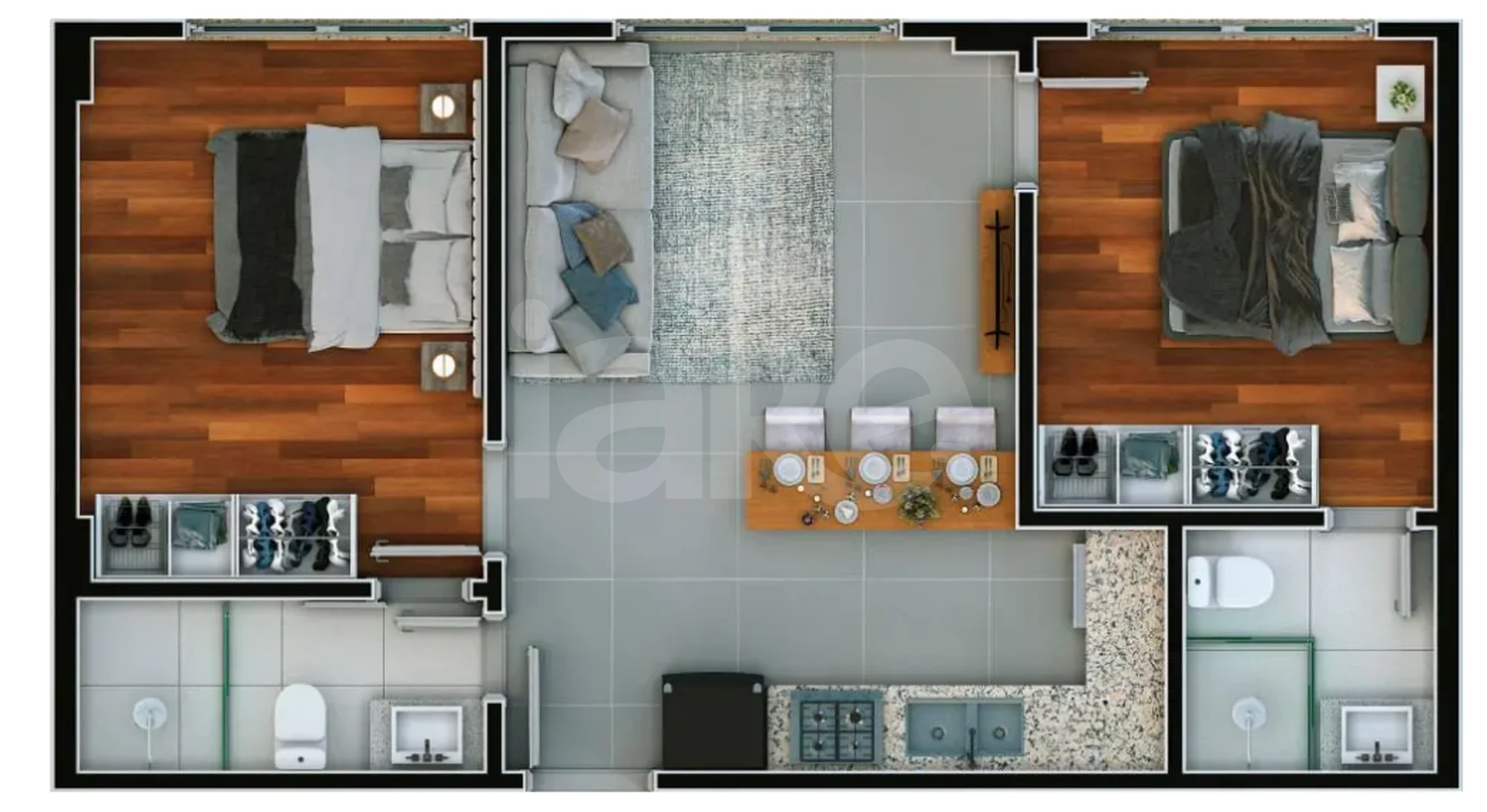Planta — Apartamento 52,48 m²
