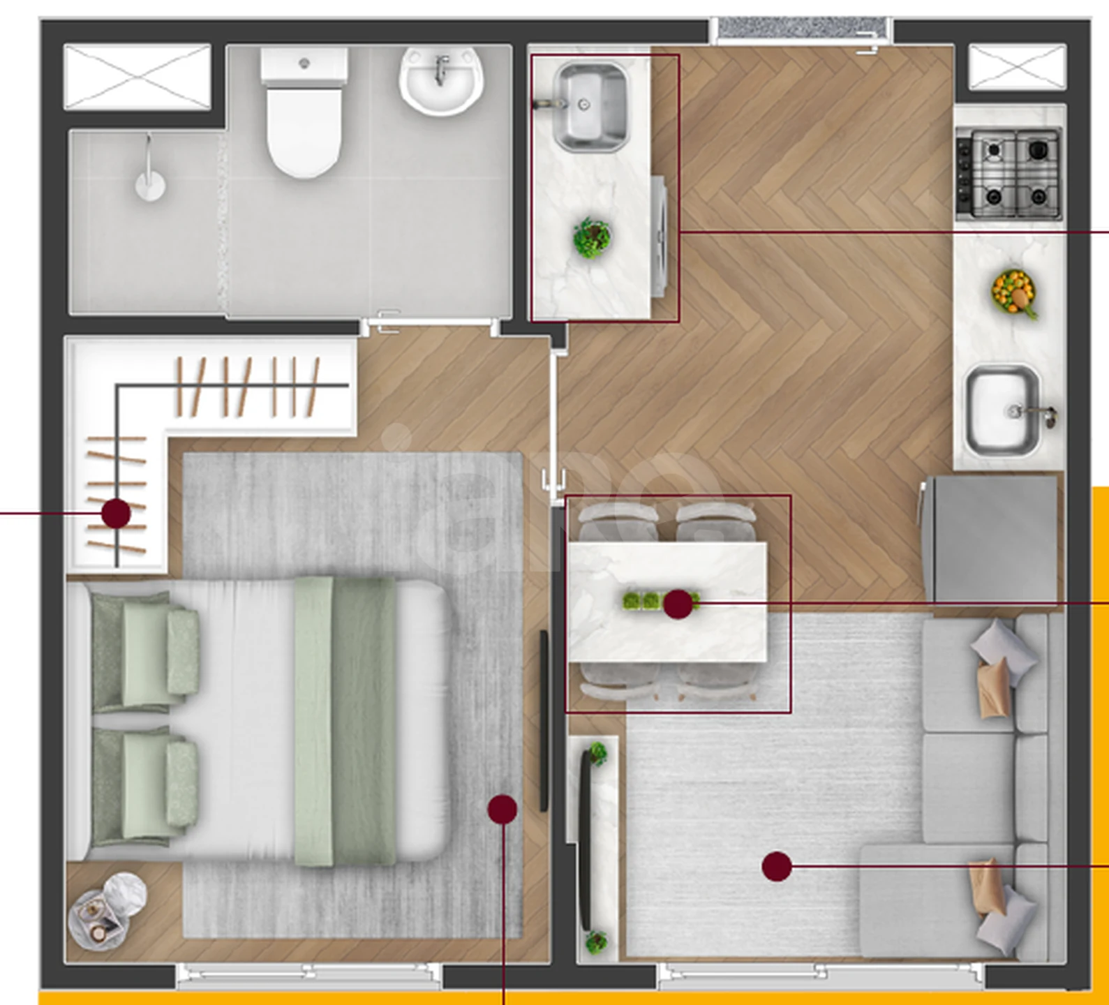 Planta — Apartamento 24,35 m²