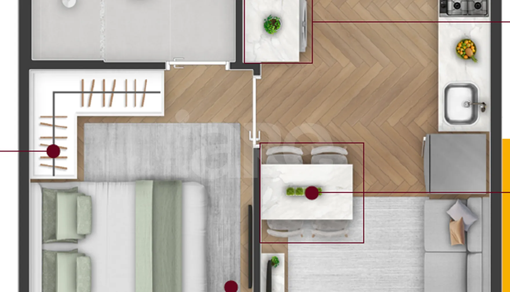 Planta — Apartamento 24,35 m²