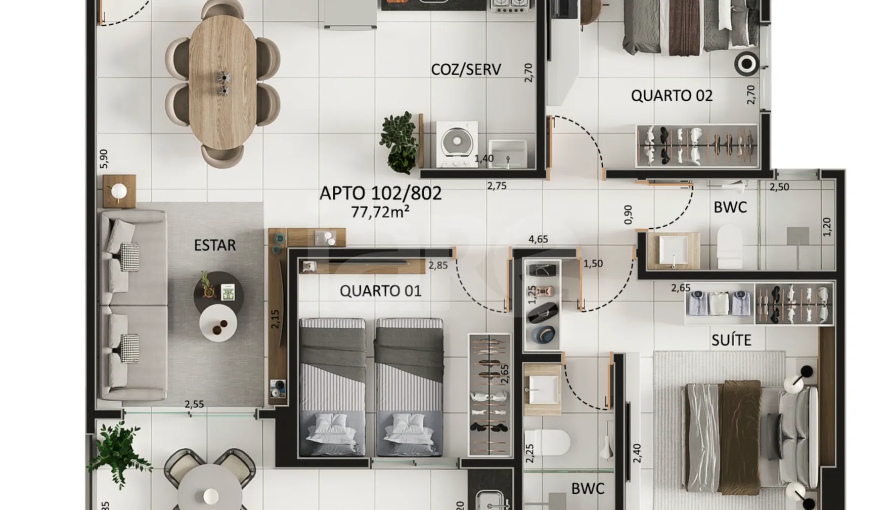 Planta — Apartamento 77,72 m²