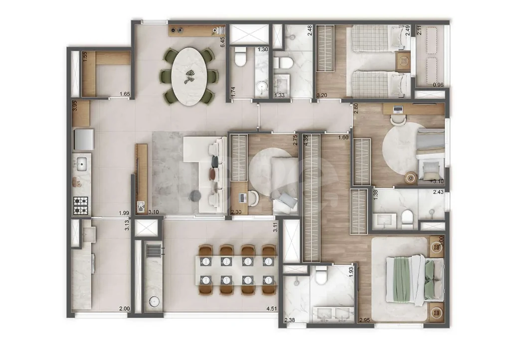 Planta — Apartamento 125,15 m²