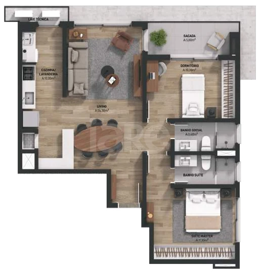 Planta — Apartamento 88,84 m²