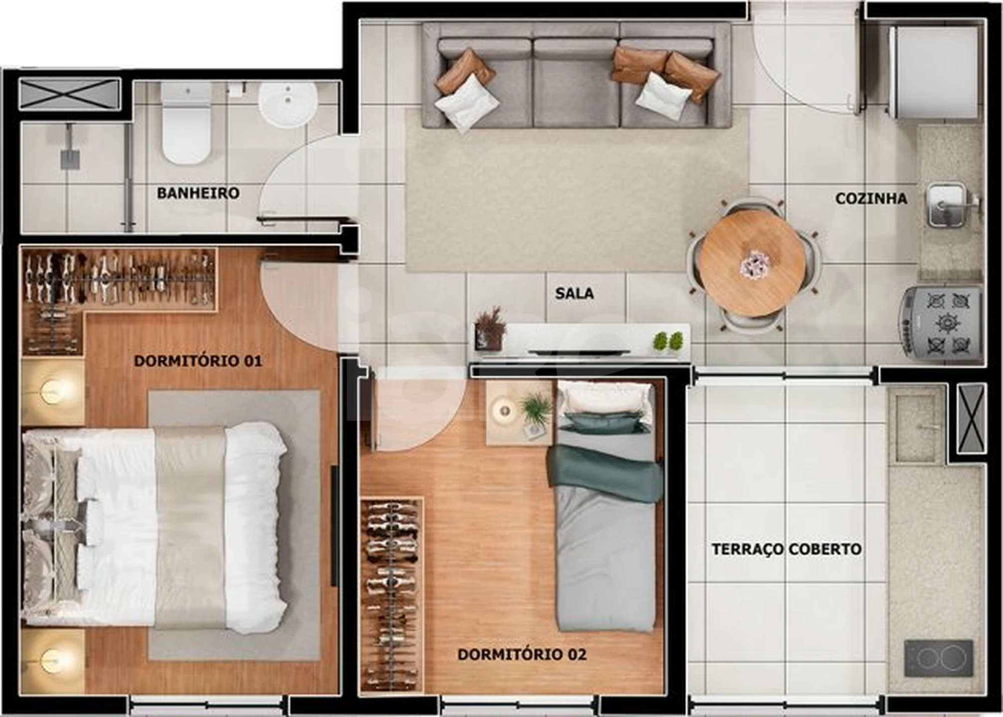 Planta — Apartamento 36,86 m²