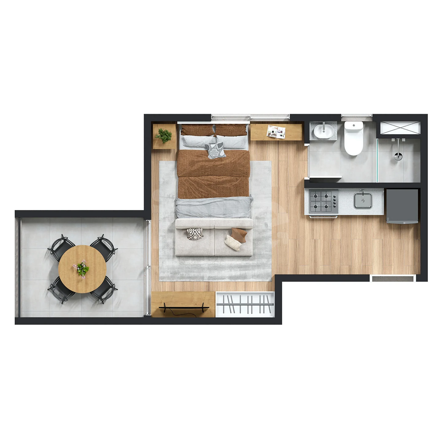 Planta — Studio 24,43 m²