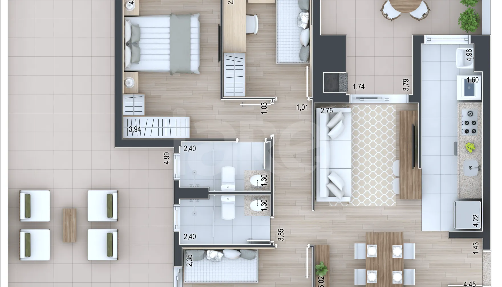 Planta — Garden 124,77 m²