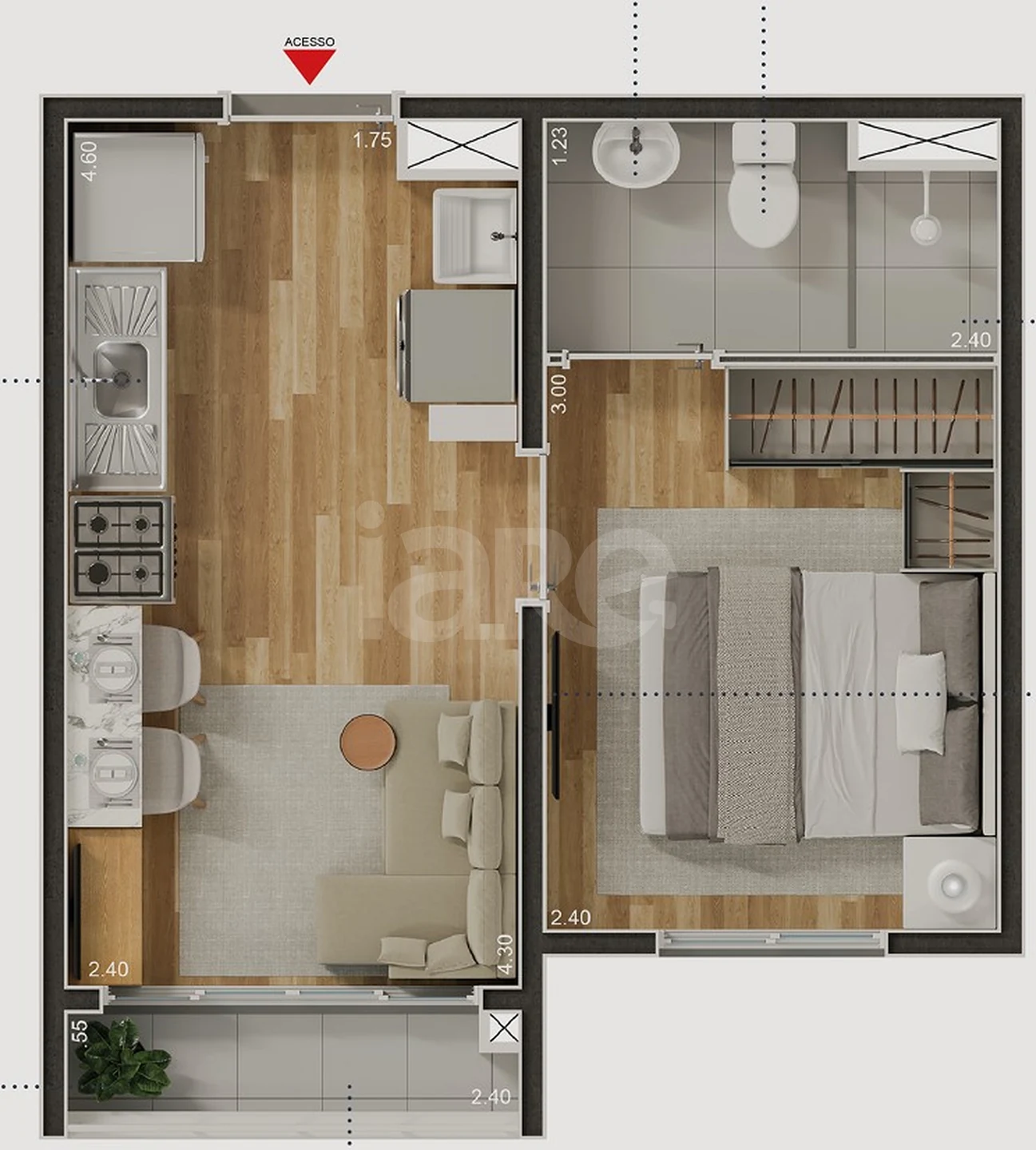 Planta — Apartamento 25,77 m²
