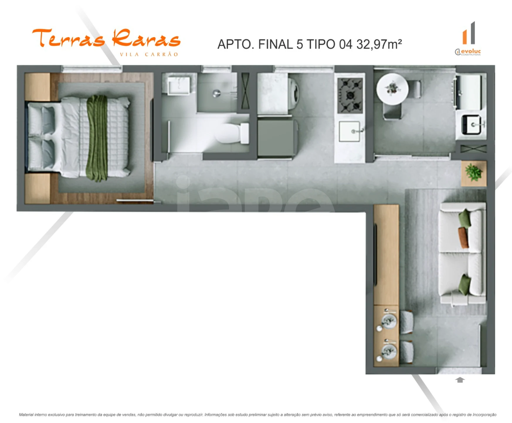 Planta — Apartamento 32,97 m²