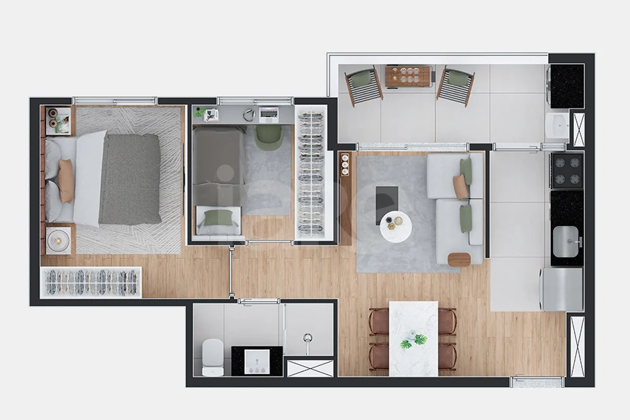 Planta — Apartamento 43,66 m²