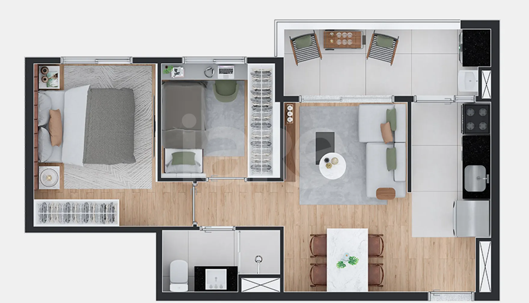 Planta — Apartamento 43,66 m²