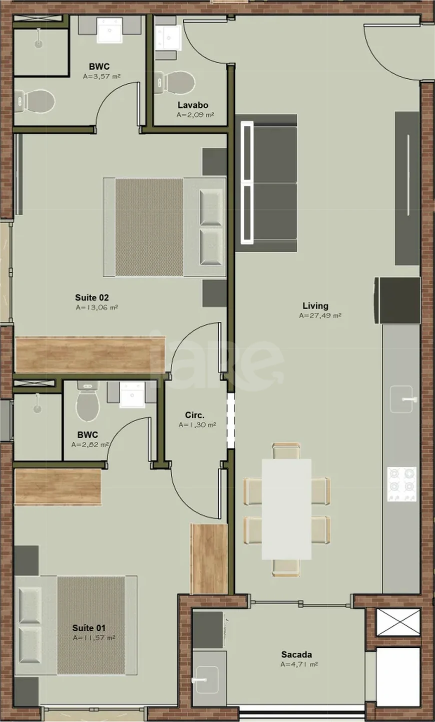 Planta — Apartamento 78,32 m²