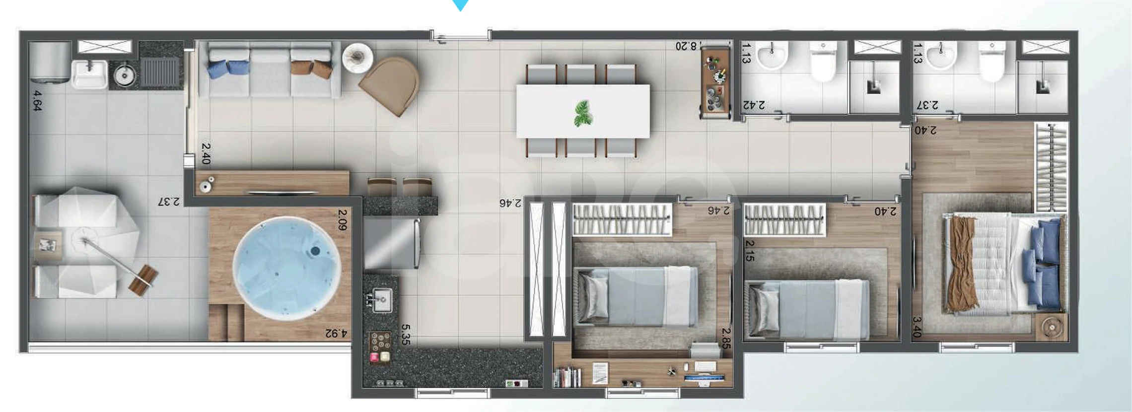 Planta — Garden 74 m²