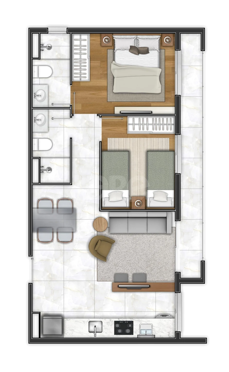Planta — Apartamento 58,08 m²