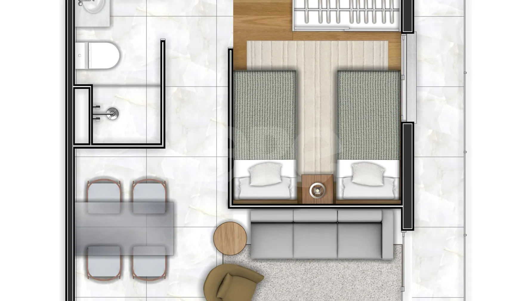 Planta — Apartamento 58,08 m²