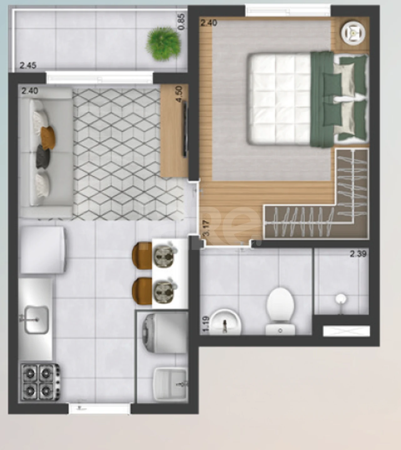 Planta — Apartamento 27,25 m²