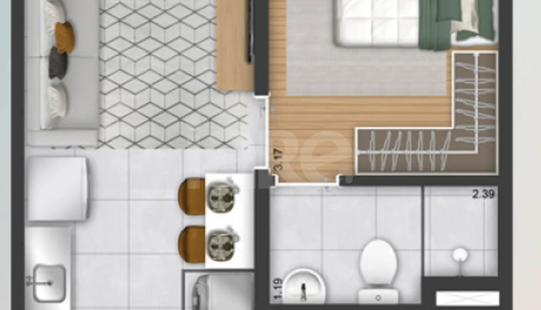 Planta — Apartamento 27,25 m²