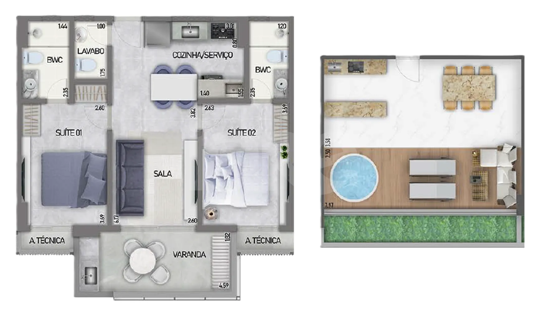 Planta — Cobertura Duplex 131,13 m²