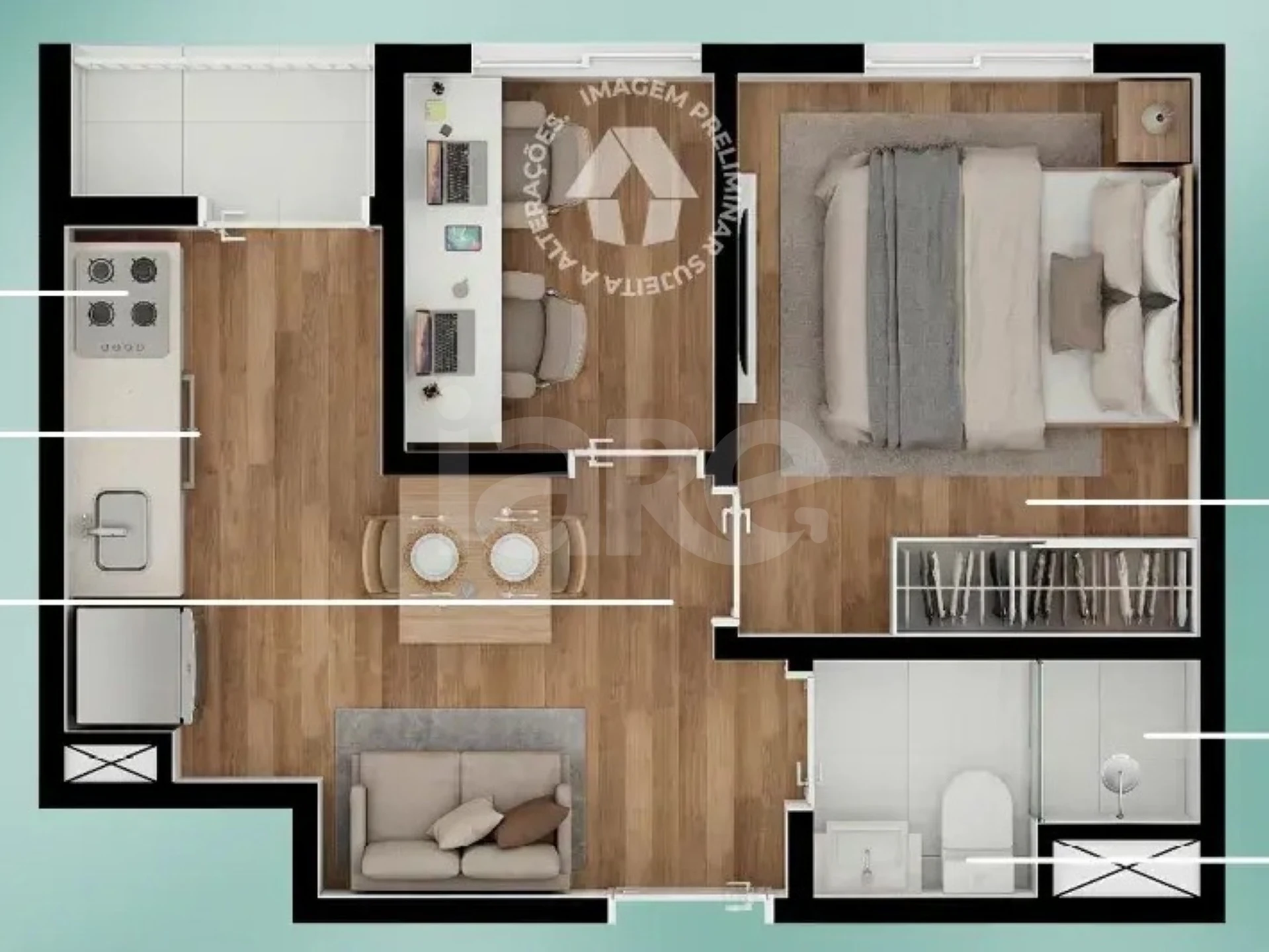Planta — Apartamento 27 m²