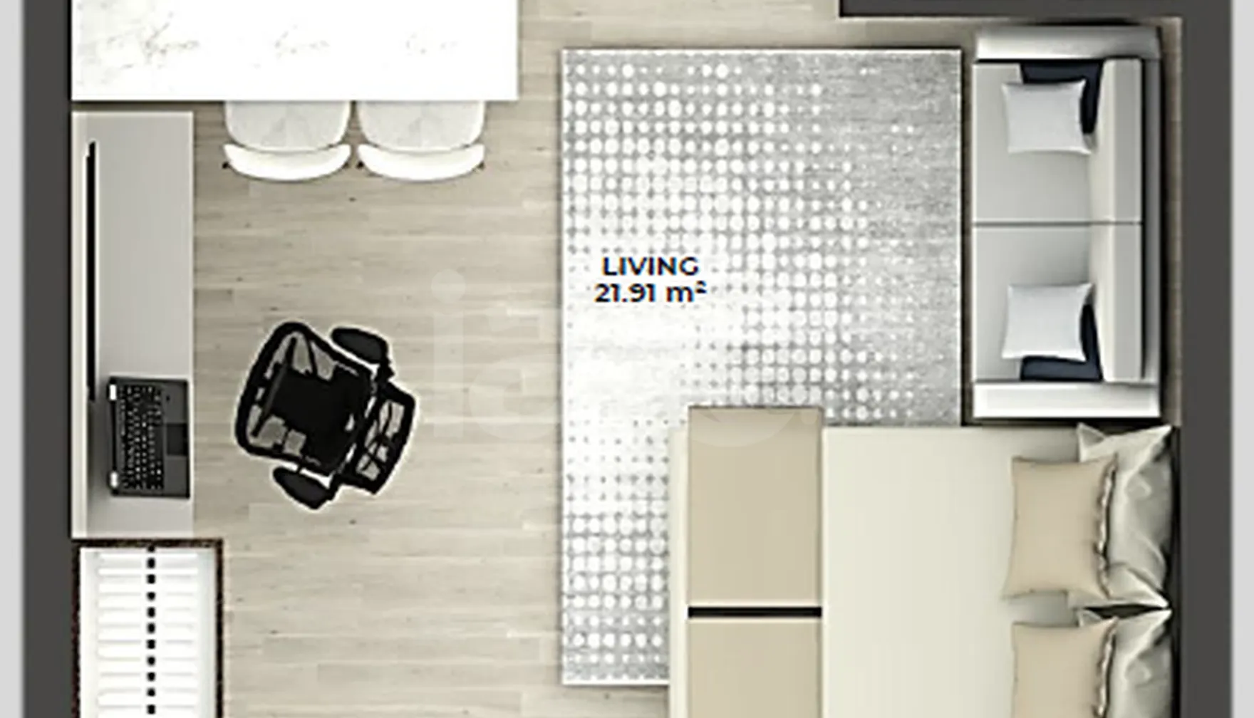 Planta — Studio 33,75 m²