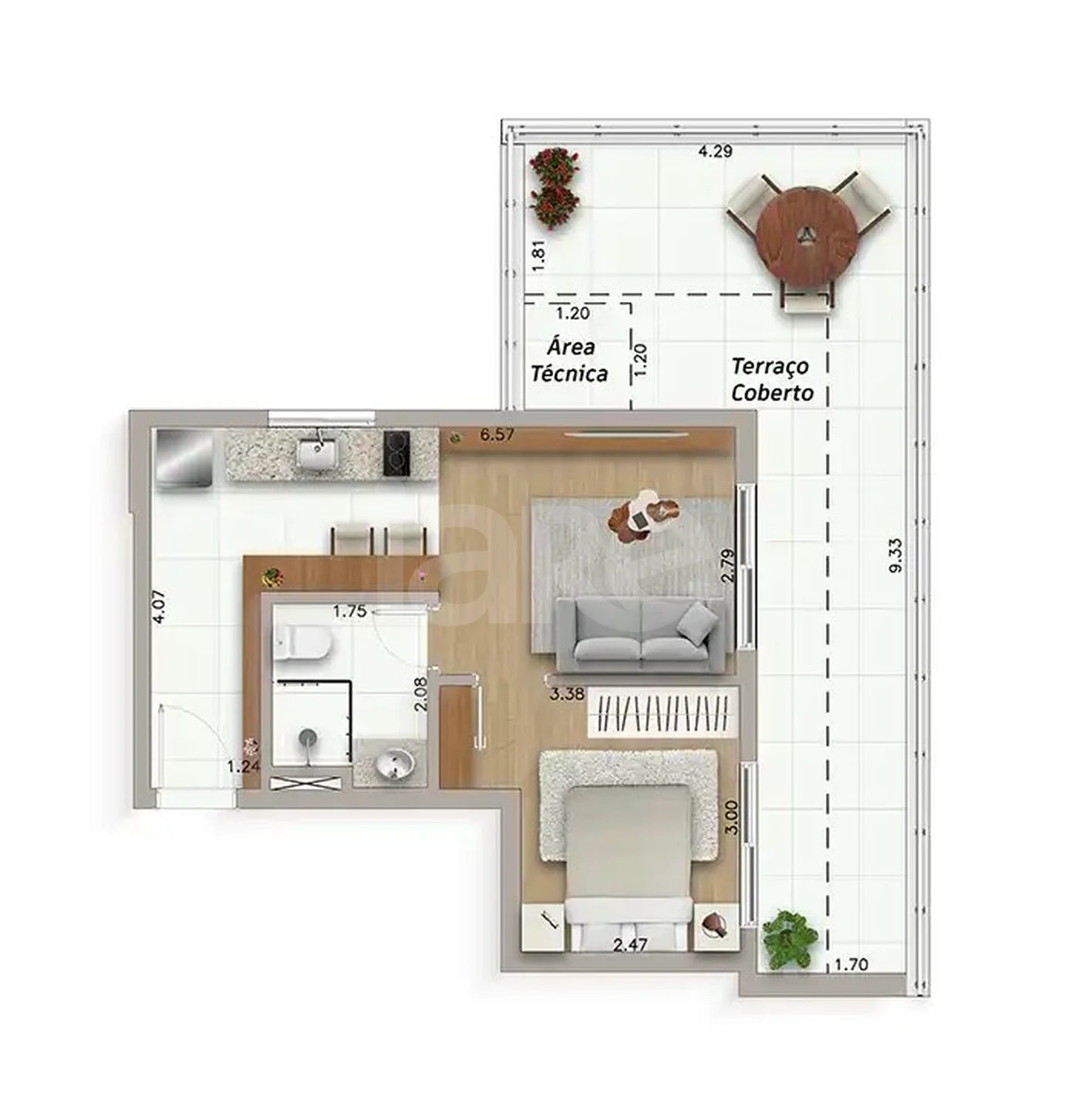Planta — Garden 63,81 m²