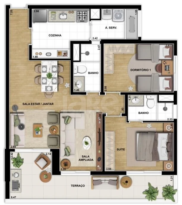 Planta — Garden 122,3 m²