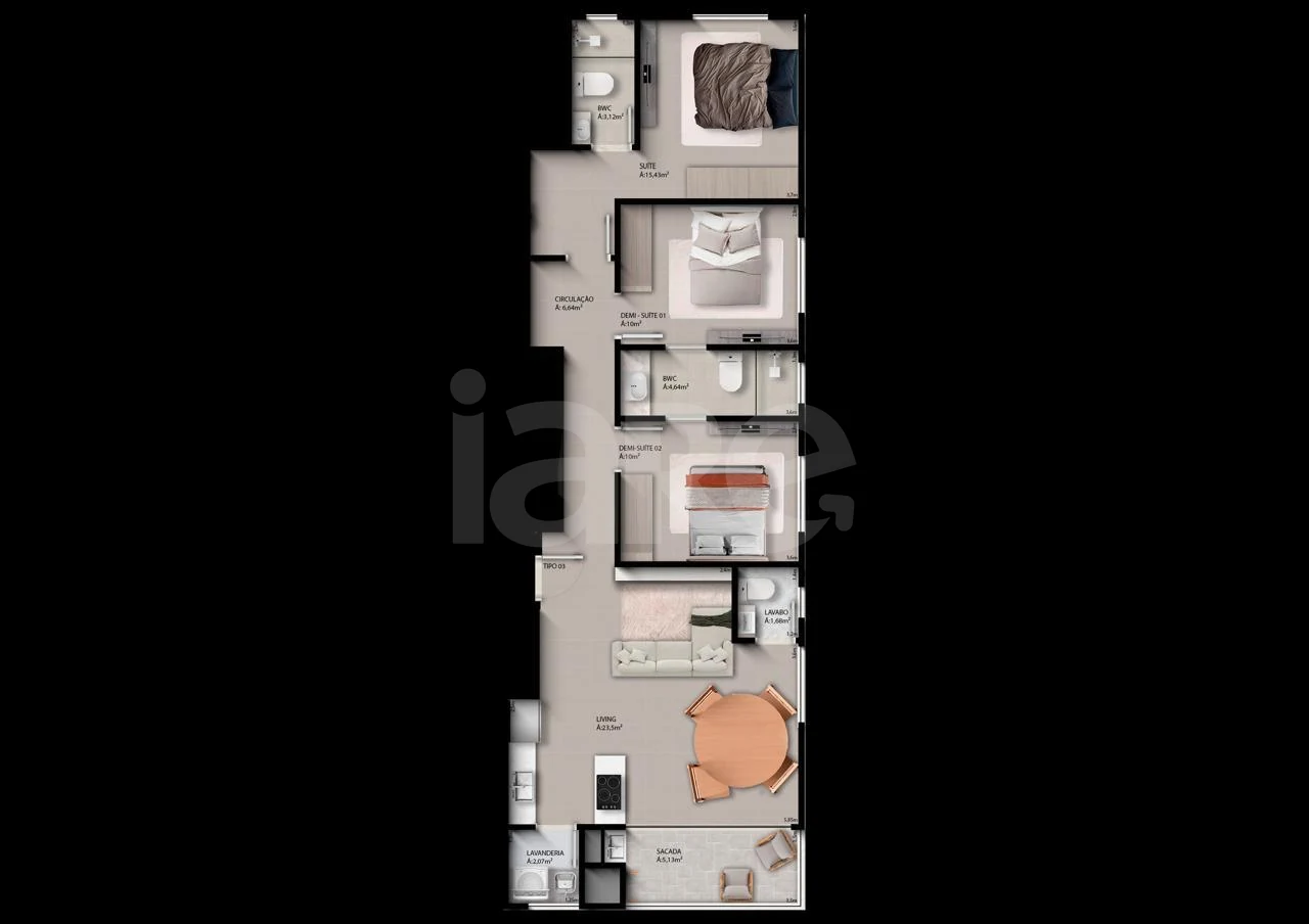 Planta — Apartamento 100 m²