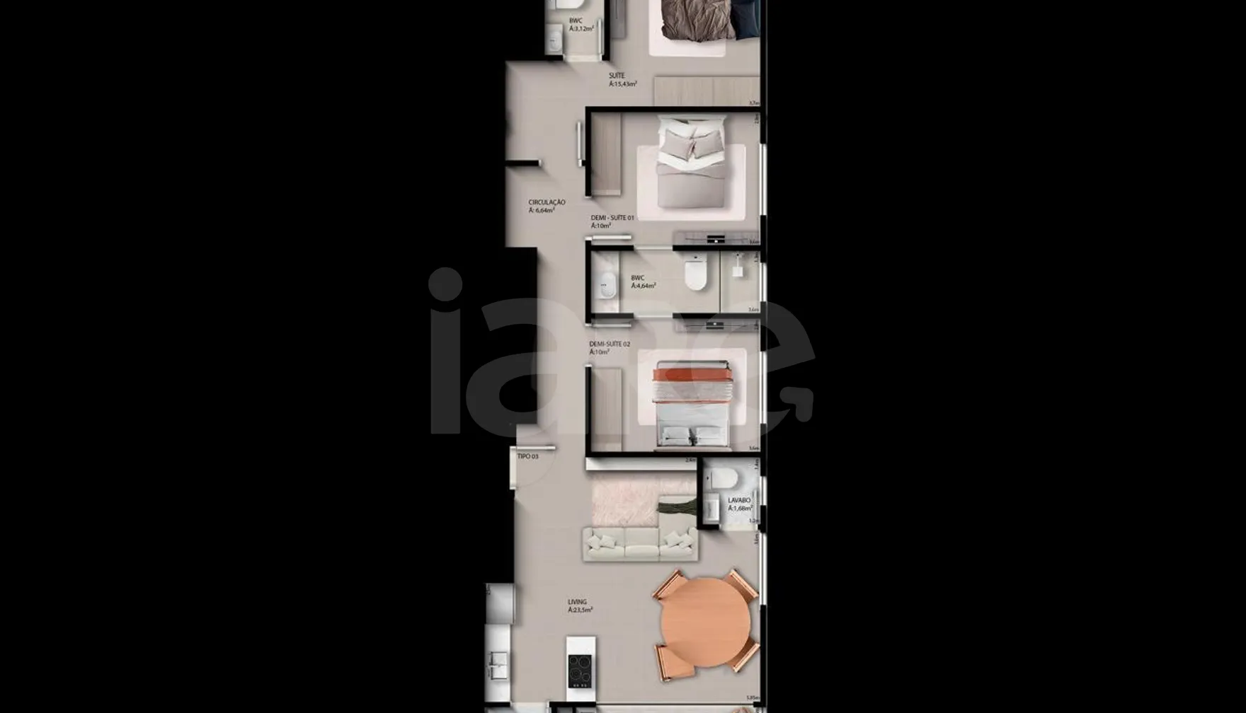 Planta — Apartamento 100 m²