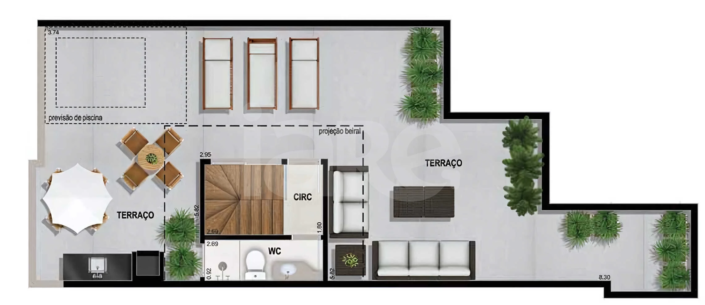 Planta — Cobertura Duplex 133,31 m²